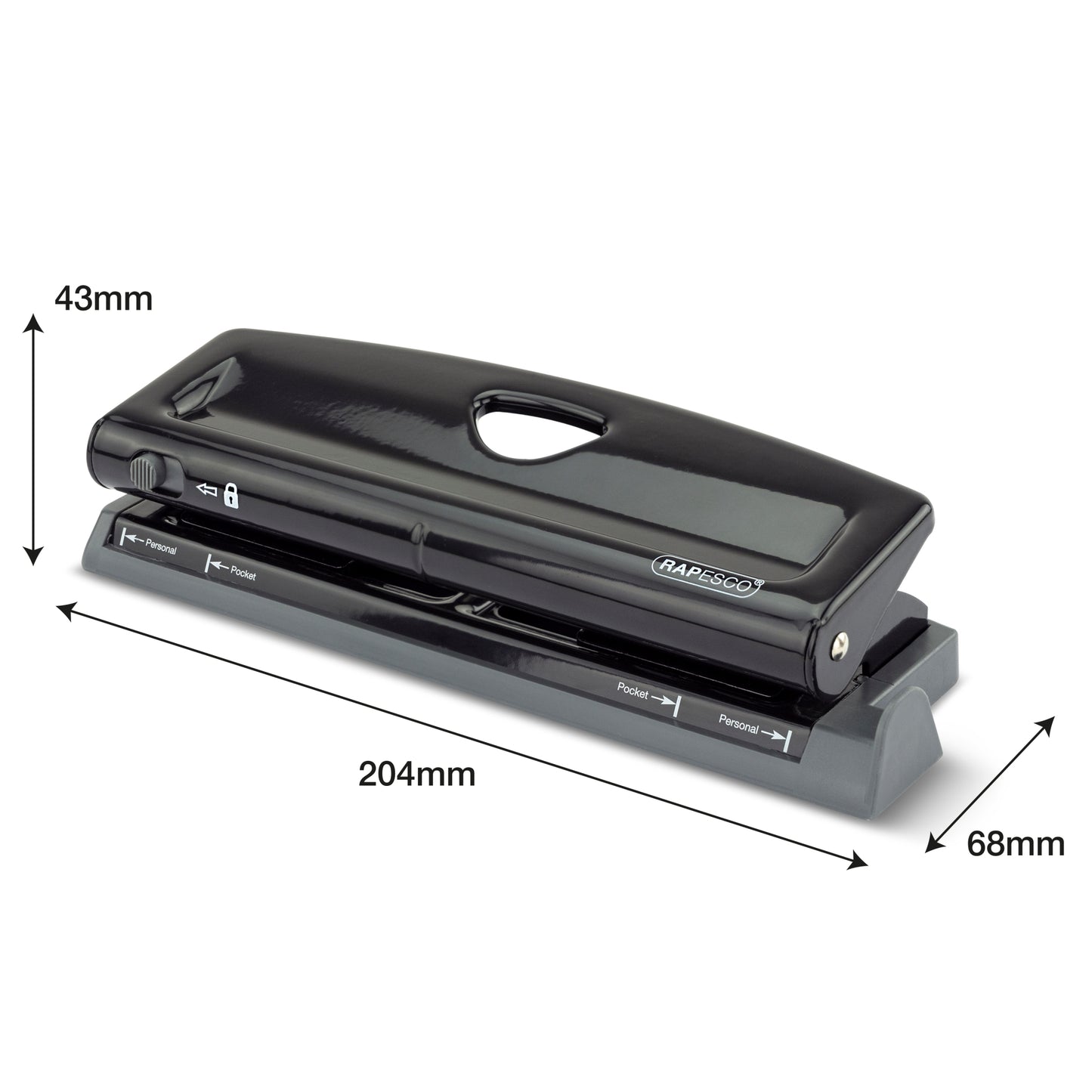 Adjustable hole punch RAPESCO, 6 holes, 9 sheets, black