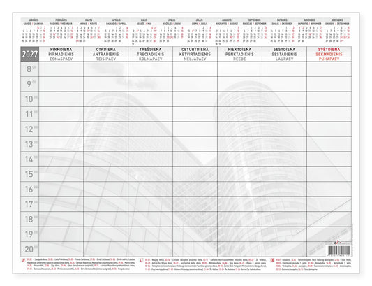 Desk calendar 2026, A3+, 53 sheets, weekly (Baltic)