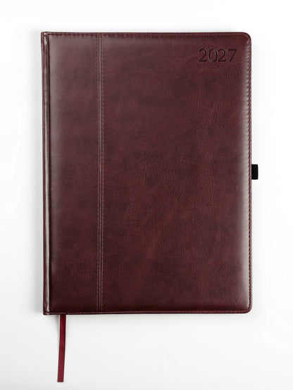 Kalendorius AMBASSADOR BLACK EDITION 2027, PU, A4, tamsiai ruda (Baltic)