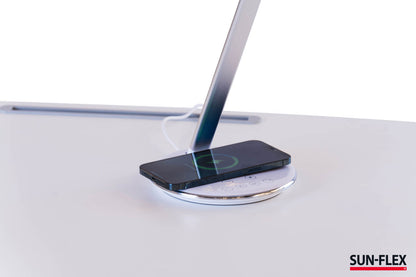 SUN-FLEX®QLITE™ table lamp with wireless integrated phone charger, white