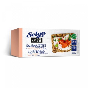 Seed bread chips, SELGA NATURE, with garlic and chili, 200g