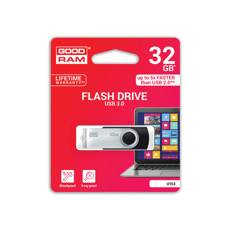 Atmintinė USB 3.0 GOODRAM UTS3 32GB, juoda sp.