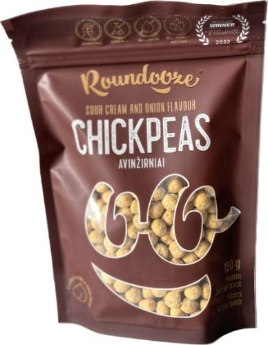 Roasted chickpeas ROUNDOOZE, sour cream and onion flavor, 150 g