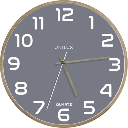 Sieninis laikrodis UNILUX Baltic, diametras 31,5 cm, pilkas