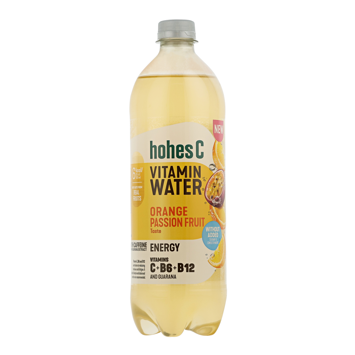 Gazuotas vanduo HOHES C, apelsinų ir marakujų skonio, su C+B6+B12 + guarana 0,75 l