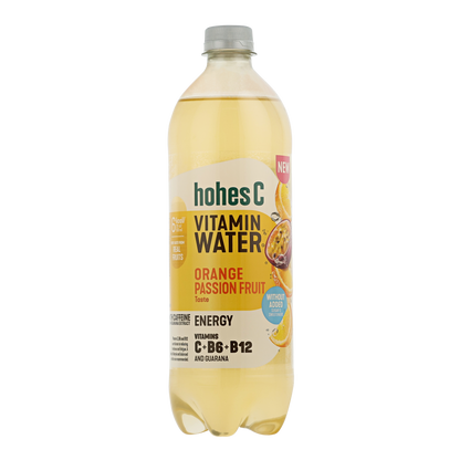 Gazuotas vanduo HOHES C, apelsinų ir marakujų skonio, su C+B6+B12 + guarana 0,75 l