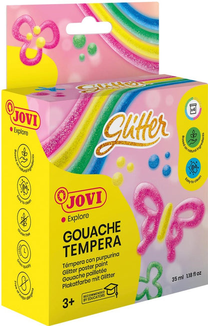 Guašas tempera JOVI GLITTER, 35 ml, 4 spalvos