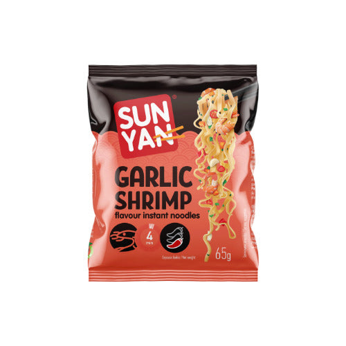 Instant noodles SUN YAN garlic shrimp flavor in a packet, 65g