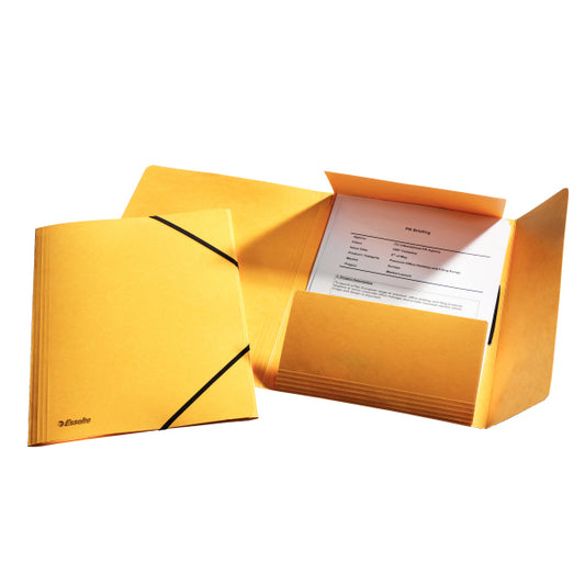 Document folder with elastic ESSELTE, cardboard, A4, yellow