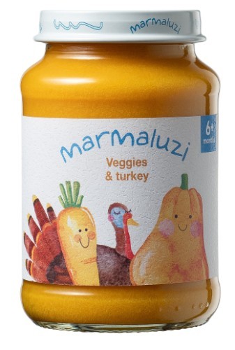 Košė MARMALUZI su daržovėmis ir kalakutiena, 8 mėn. 190g.