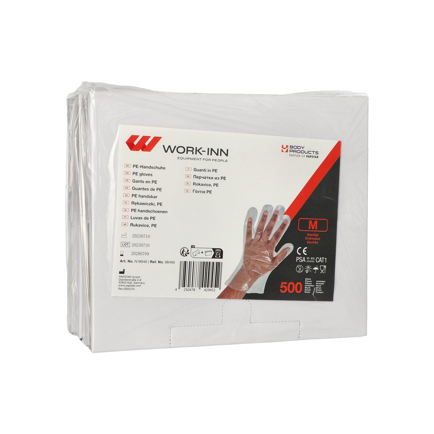 Disposable gloves WORK-INN/-PS, PE, size M, 500 pcs.