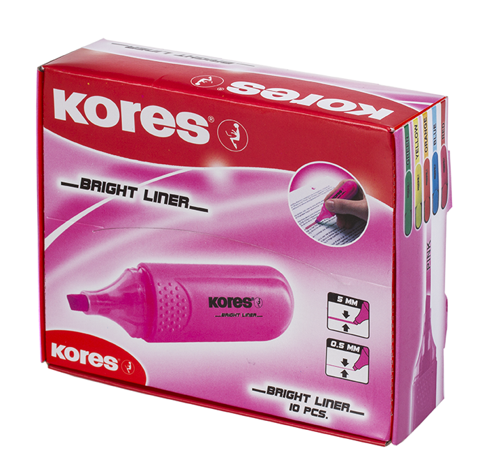 Text marker KORES BRIGHT LINER, pink