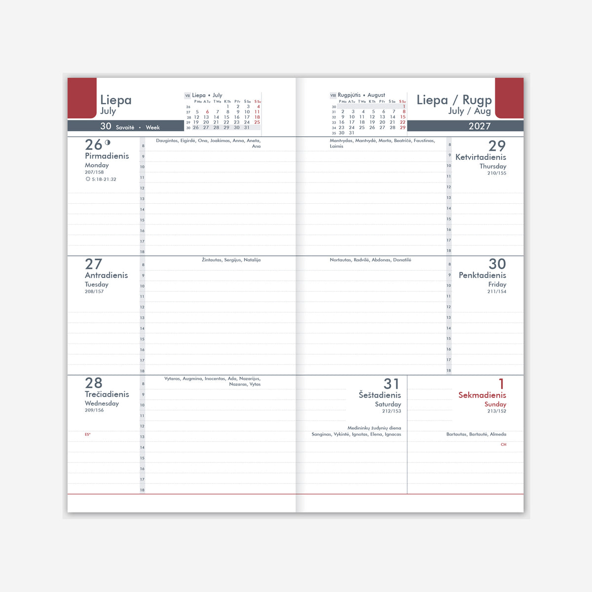 Calendar MIDI 2026, 90 x 167 mm, PU, ​​black