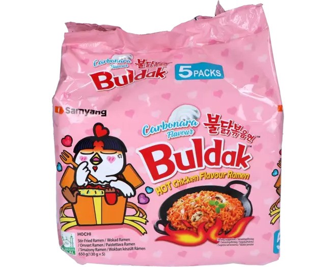 Ramenas SAMYANG, Hot Chicken Carbonara, (5 vnt. x 130 g.), 650 g