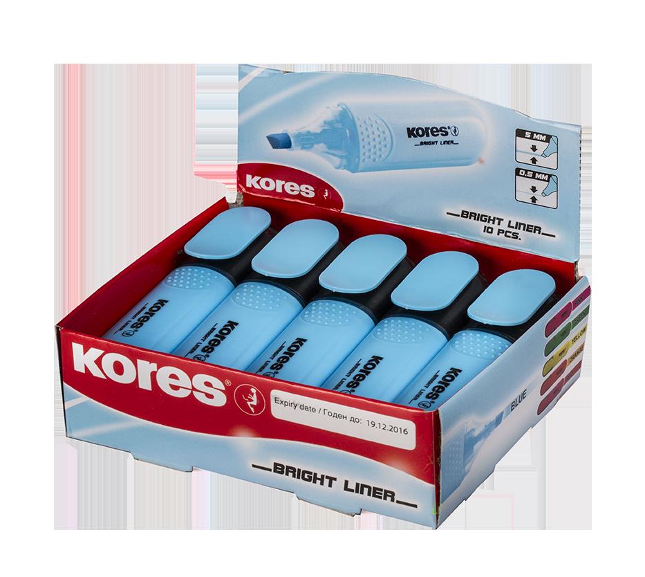 Teksto žymeklis KORES BRIGHT LINER, mėlyna