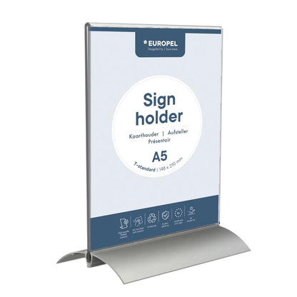 Information stand EUROPEL A5, acrylic with aluminum base