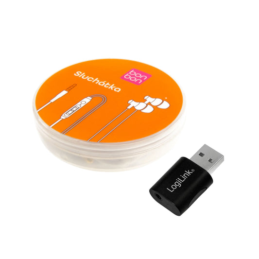 Set: BONBON headphones + Logilink UA0299 USB 2.0 adapter