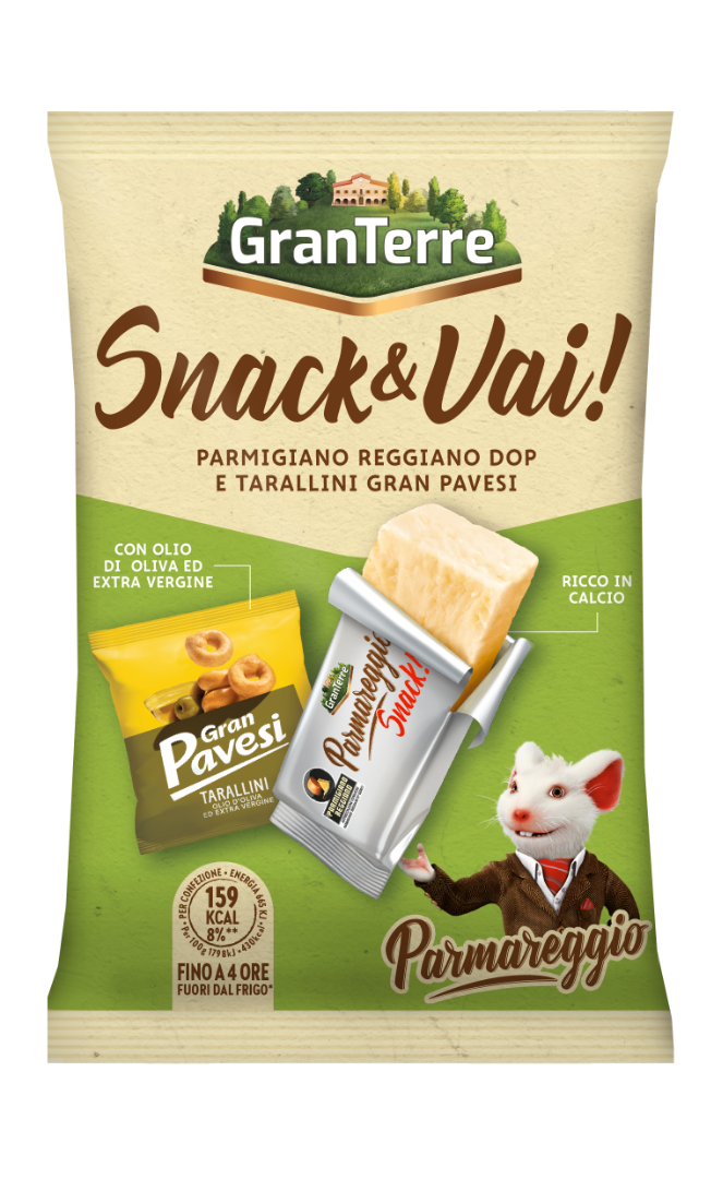 Kietojo PARMIGIANO sūrio PARMIGIANO REGGIANO SKVN (rieb. 30 %) ir sausainių Tarallini užkandis, 37 g