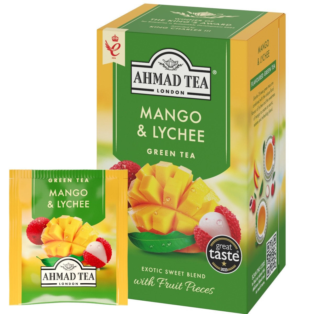 Green tea AHMAD Alu Mango &amp; Lychee, 20 sachets x 2 g