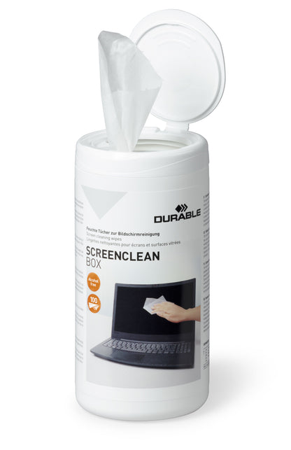 Servetėlės kompiuterio ekranui valyti DURABLE Screenclean, 100 vnt., šlapios
