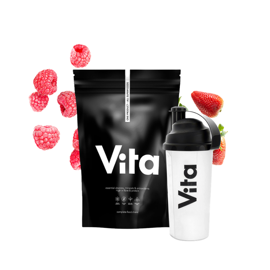 VITA SHAKE braškių ir aviečių kokteilis