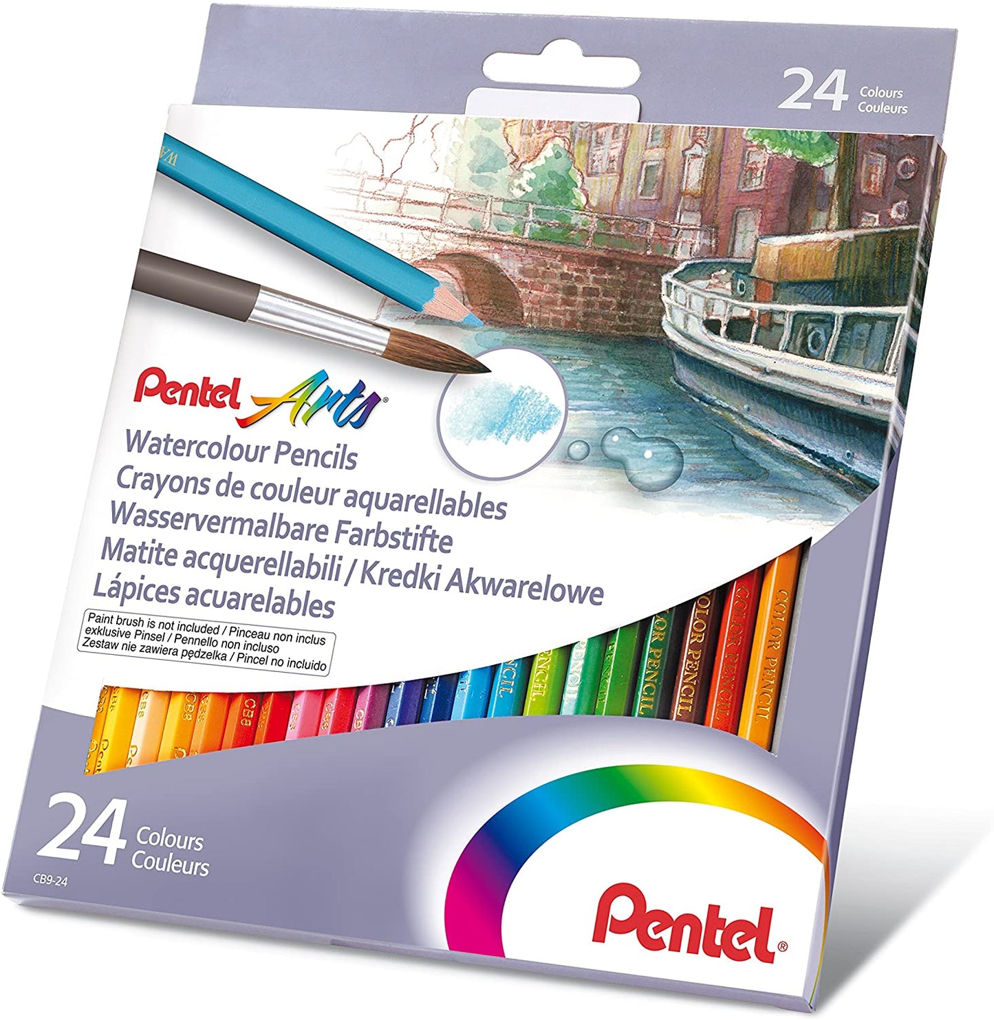 Colored pencils PENTEL ARTS, hexagonal, watercolor, 24 pcs.