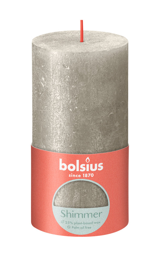 Žvakė - cilindras RUSTIC, šampano, D 6,8 cm, H 13 cm, vnt
