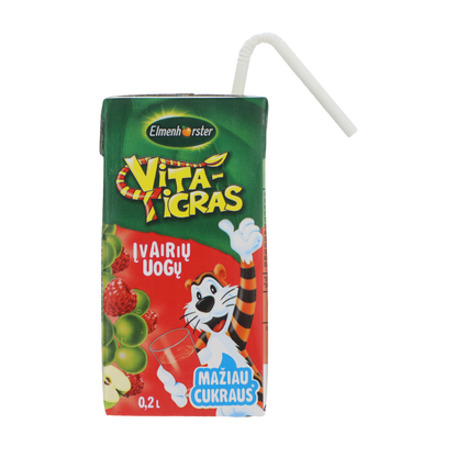 Įvairių uogų sulčių gėrimas ELMENHORSTER Vita Tigras, su vit. 0,2 l