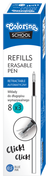 Šerdelės automatiniam trinamam tušinukui COLORINO, 3vnt., 0,5 mm, mėlynos spalvos