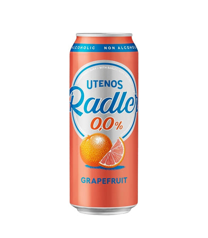 Carbonated non-alcoholic beer cocktail UTENOS Radler, grapefruit flavor, 0.0%, 0.5 l, can D