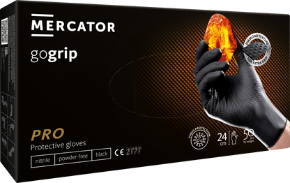 Disposable gloves MERCATOR Powergrip, nitrile, black, size XL, 50 pcs.