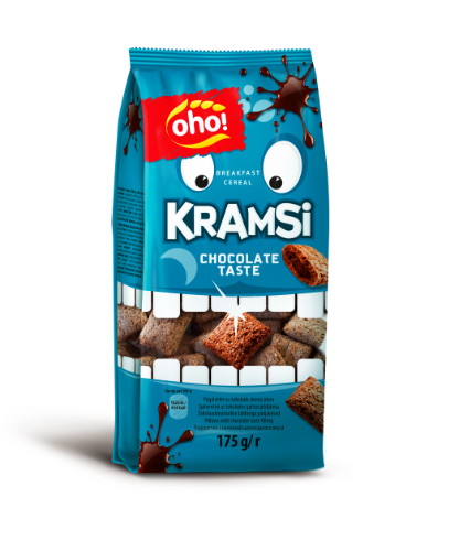 Dry breakfast pillows Kramsi with chocolate-flavored filling, OHO, 175 g
