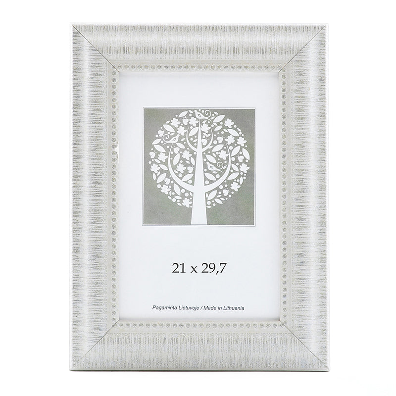 Photo frame, plastic, A4, 21x29.7 cm, white inner frame with ornament
