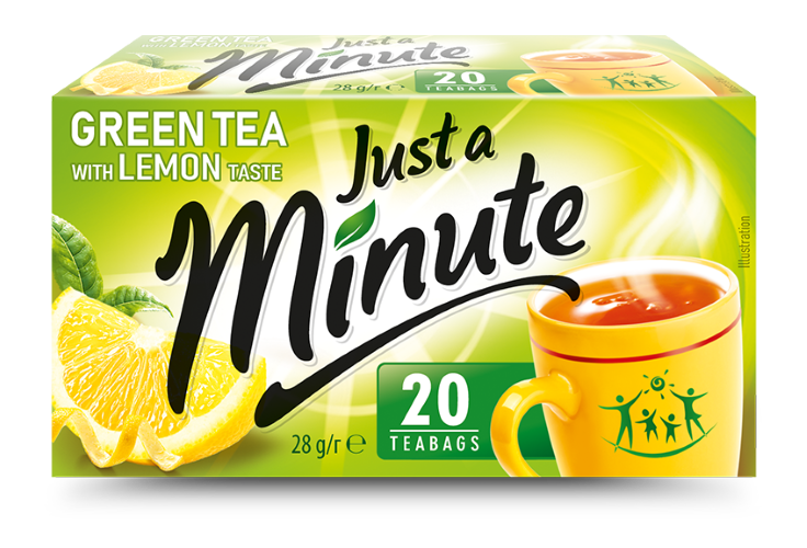 Green tea JUST A MINUTE Lemon, 20 x 1.4g