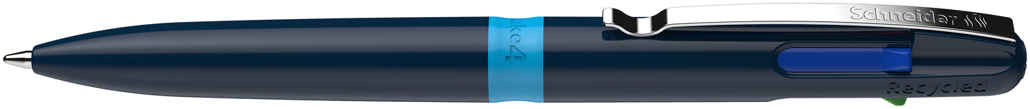 Ballpoint pen SCHNEIDER Take 4, dark blue barrel, 4 colors