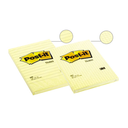 Post-it sticky notes, 102 x 152 mm, 100 sheets, lined, yellow
