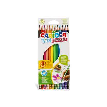 Colored pencils CARIOCA TITA, erasable with eraser, 12 colors