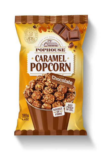 Spragėsiai POPHOUSE, su karamele ir šokoladu, 180 g