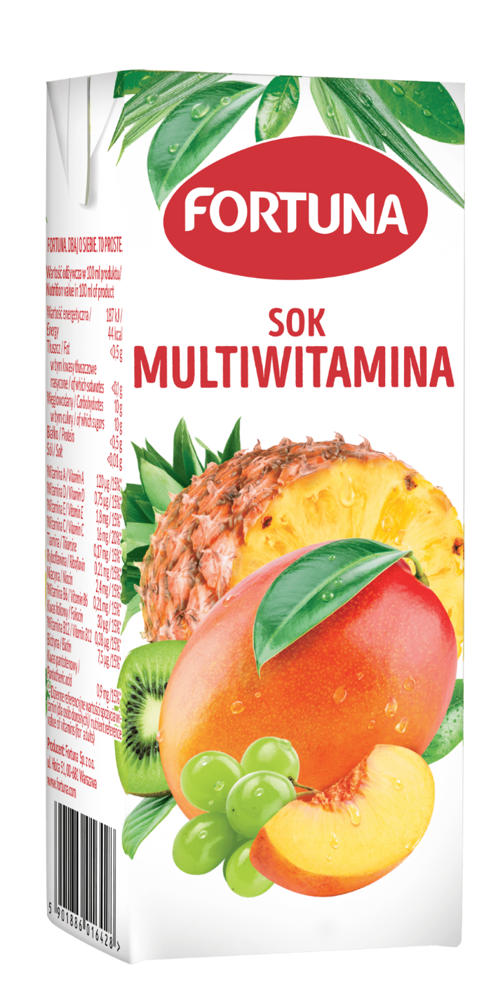 Multivitaminų sultys FORTUNA, Mergaitė, 100%, 0,2 l