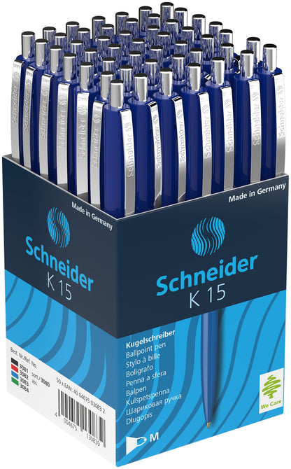 Automatinis tušinukas SCHNEIDER K15,  0,7 mm, mėlynas korpusas, mėlynas rašalas