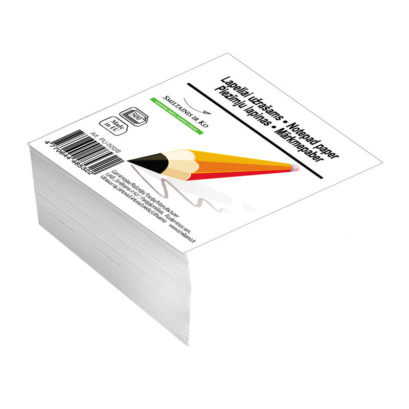 Notes SMLT, 80 x 80 mm, 500 sheets, white.