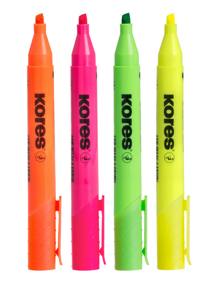 Teksto žymeklių HIGH LINER PLUS, komplektas, mišrios spalvos, plastikiniame dėkle - 4 vnt.