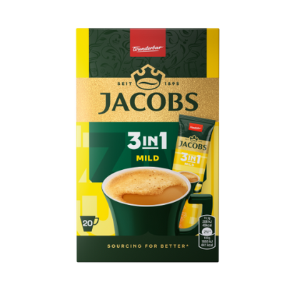Kavos gėrimas JACOBS Mild 3in1,20x11,1g dėžutė