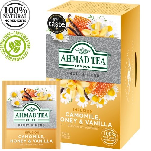Fruit and herbal tea AHMAD Camomile Honey &amp; Vanilla, 20 tea bags x 2 g, in envelopes