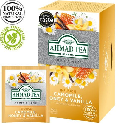 Fruit and herbal tea AHMAD Camomile Honey &amp; Vanilla, 20 tea bags x 2 g, in envelopes
