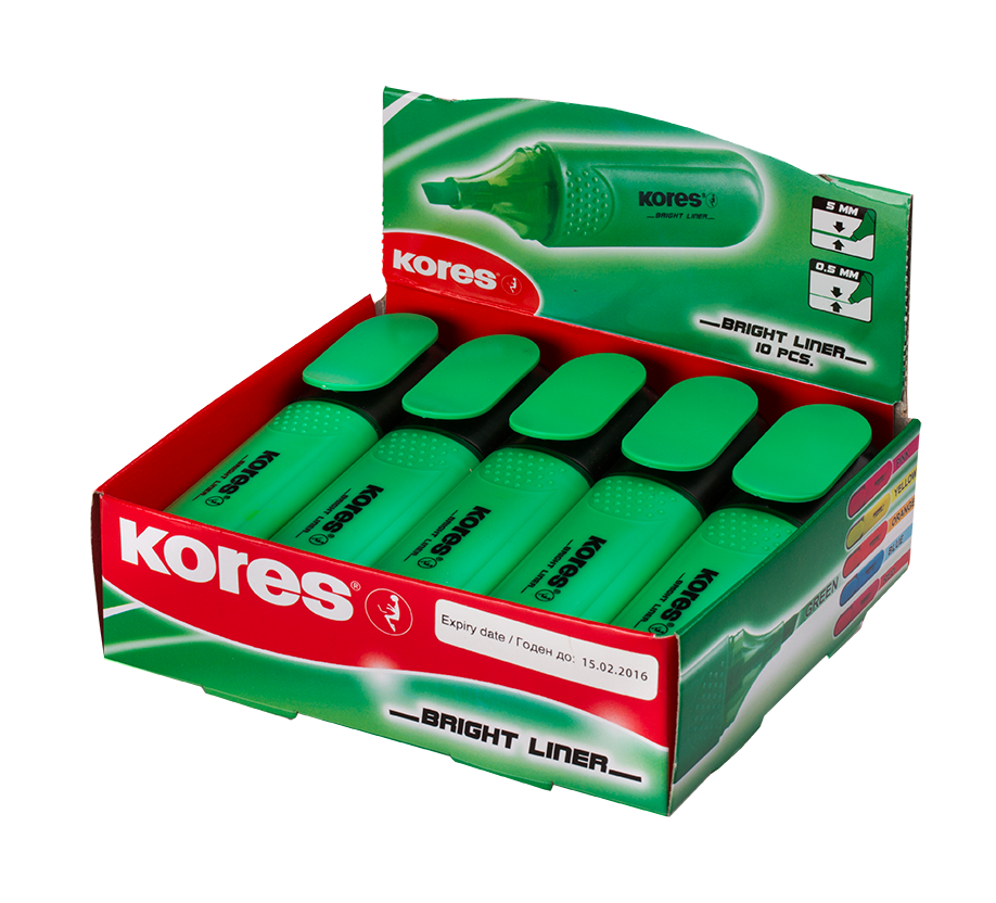 Text marker KORES BRIGHT LINER, green
