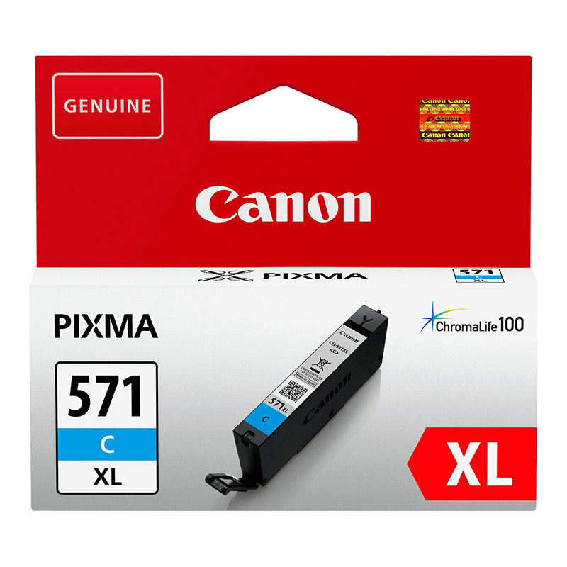 Canon CLI-571XLC (0332C001), cyan cartridge for inkjet printers, 715 pages.