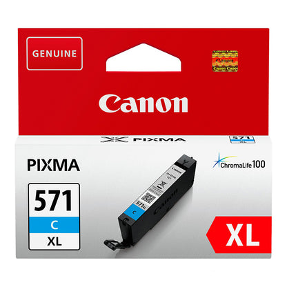 Canon CLI-571XLC (0332C001), cyan cartridge for inkjet printers, 715 pages.