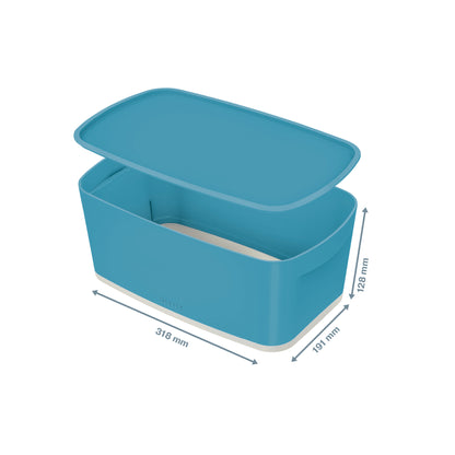 Storage box Cosy L:MyBox with lid, small, blue..