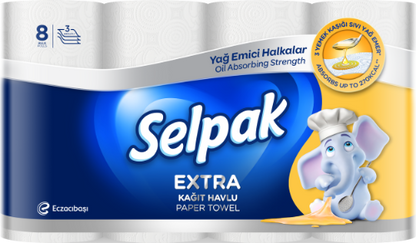 Popieriniai rankšluosčiai SELPAK Extra Calorie ABS, 75 lakštai, 3 sluoksniai, 8 vnt.
